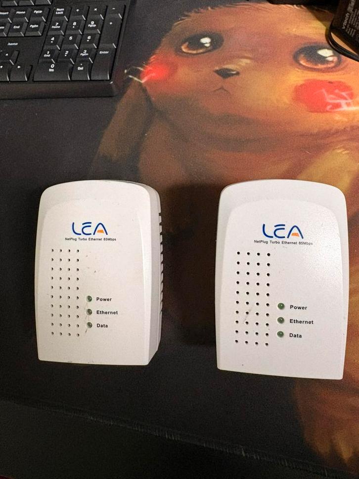 LEA NetPlug Turbo Ethernet 85 Mbps – set van 2 (zgan), Computers en Software, Pc- en Netwerkkabels, Zo goed als nieuw, Ophalen of Verzenden