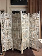 Kamerscherm van gebleekt hout 4-delig Udaipur, Huis en Inrichting, Woonaccessoires | Kamerschermen, Ophalen, Zo goed als nieuw