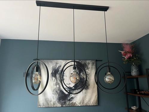 Zwarte Staal Eettafel Lamp(en), Huis en Inrichting, Lampen | Hanglampen, Zo goed als nieuw, Minder dan 50 cm, Ophalen