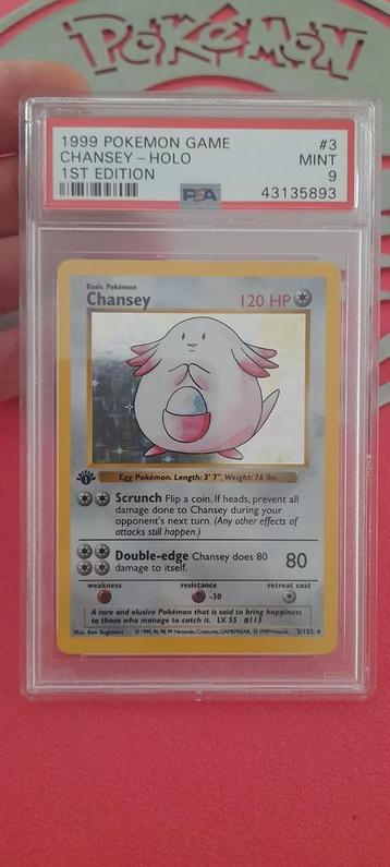 Pokemon Base set Chansey 1st Edition Shadowless PSA 9 mint
