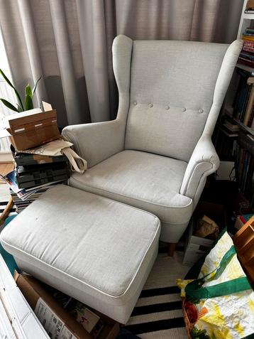 Ikea Strandmon fauteuil incl voetenbank beige beschikbaar voor biedingen