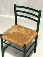 Jaren 70 eettafelstoelen 4x vintage groen riet prijs p/stuk, Riet of Rotan, Vier, Gebruikt, Vintage