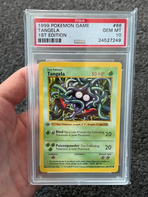 Pokémon PSA 10 1st edition Tangela #68 Base set, Hobby en Vrije tijd, Verzamelkaartspellen | Pokémon, Zo goed als nieuw, Losse kaart