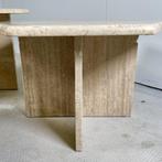 Sidetables Travertin met zeshoekig blad, Huis en Inrichting, Tafels | Sidetables, Ophalen, Overige materialen, Gebruikt, 50 tot 100 cm