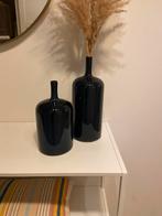 Vaas Tiemen donkerblauw 2 stuks fles vaas van € 35,- >, Huis en Inrichting, Woonaccessoires | Vazen, Ophalen, Blauw, Aardewerk of Porselein