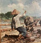 Mooi oud olieverf Indonesie  Indie gesigneerd schilderij, Antiek en Kunst, Verzenden
