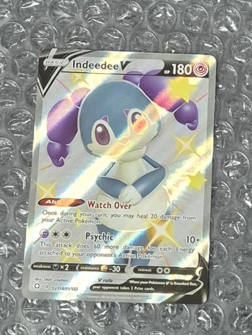 Indeedee V SV114/SV122 Shining Fates Shiny Vault Sword & Shi, Hobby en Vrije tijd, Verzamelkaartspellen | Pokémon, Zo goed als nieuw