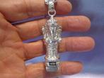 Balinese halsketting Ganesha & Tempelwachter, big blue topaz, Verzenden, Nieuw, Met edelsteen, Zilver