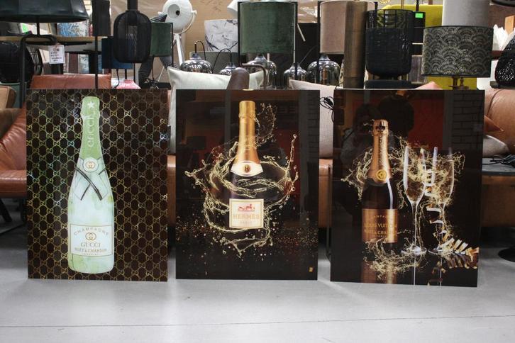 3 x luxe glaslijst schilderij Hermes - Louis Vuitton - Gucci, Huis en Inrichting, Woonaccessoires | Schilderijen, Tekeningen en Foto's