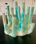 Handgemaakte Tulpenvaas Koraal Design Blauw/Goud Art Decorat, Antiek en Kunst, Kunst | Beelden en Houtsnijwerken, Ophalen