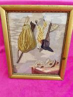 Oud geborduurd schilderijtje , schilderij met lijst, Ophalen of Verzenden