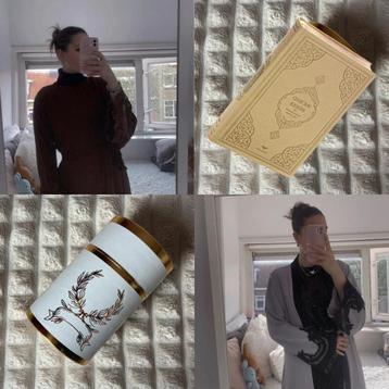 BUNDEL: 2 abaya’s, gebedskleed, gouden Koran beschikbaar voor biedingen