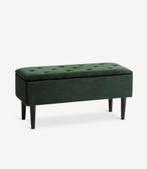 bankje met opbergruimte opbergpoef poef groen fluweel, Minder dan 50 cm, Ophalen of Verzenden, Zo goed als nieuw, Stof