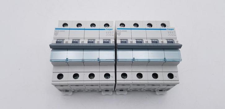 Hager Krachtstroom Automaat MCN650E C50 400V 6kA (2x), Hobby en Vrije tijd, Elektronica-componenten, Gebruikt, Ophalen of Verzenden