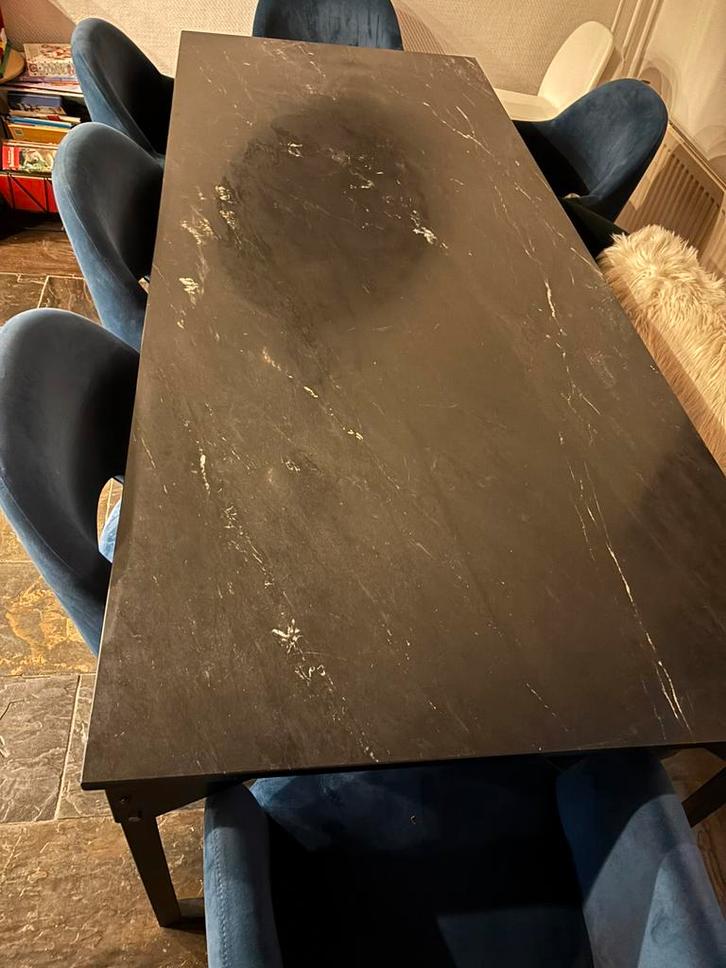 Zwart marmeren eettafel, Huis en Inrichting, Tafels | Eettafels, Ophalen