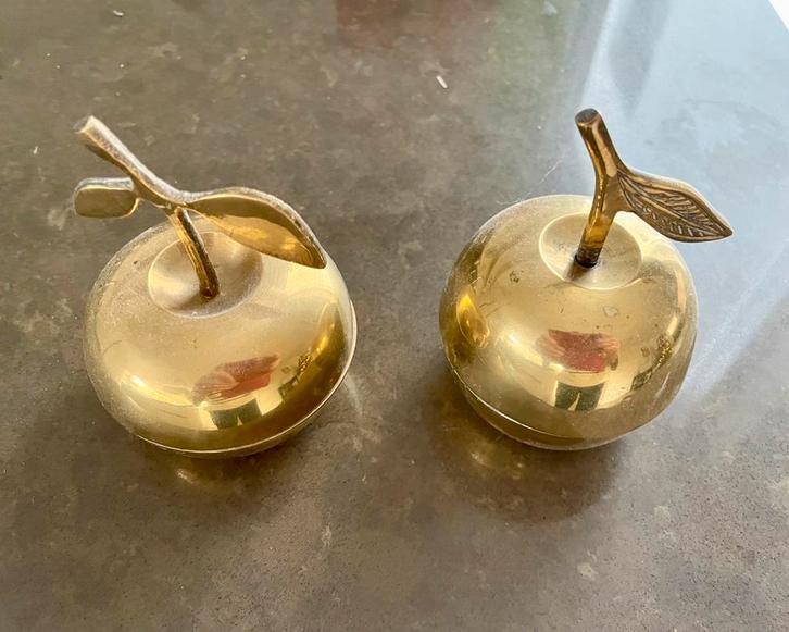 Tweedelig messing Appel schaaltjes, Antiek en Kunst, Antiek | Koper en Brons, Ophalen of Verzenden