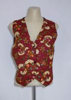 Donkerrood gilet met dessin en kraaltjes (handwerk) Mim-Pi, Verzenden, Zo goed als nieuw, Maat 38/40 (M), Rood