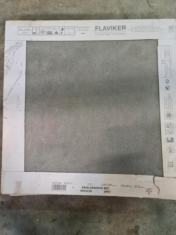 Grijze plavuizen 60x60 - 9 stuks (3 pakken), Doe-het-zelf en Verbouw, Tegels, Nieuw, Vloertegels, Keramiek, 60 cm of meer, 60 cm of meer