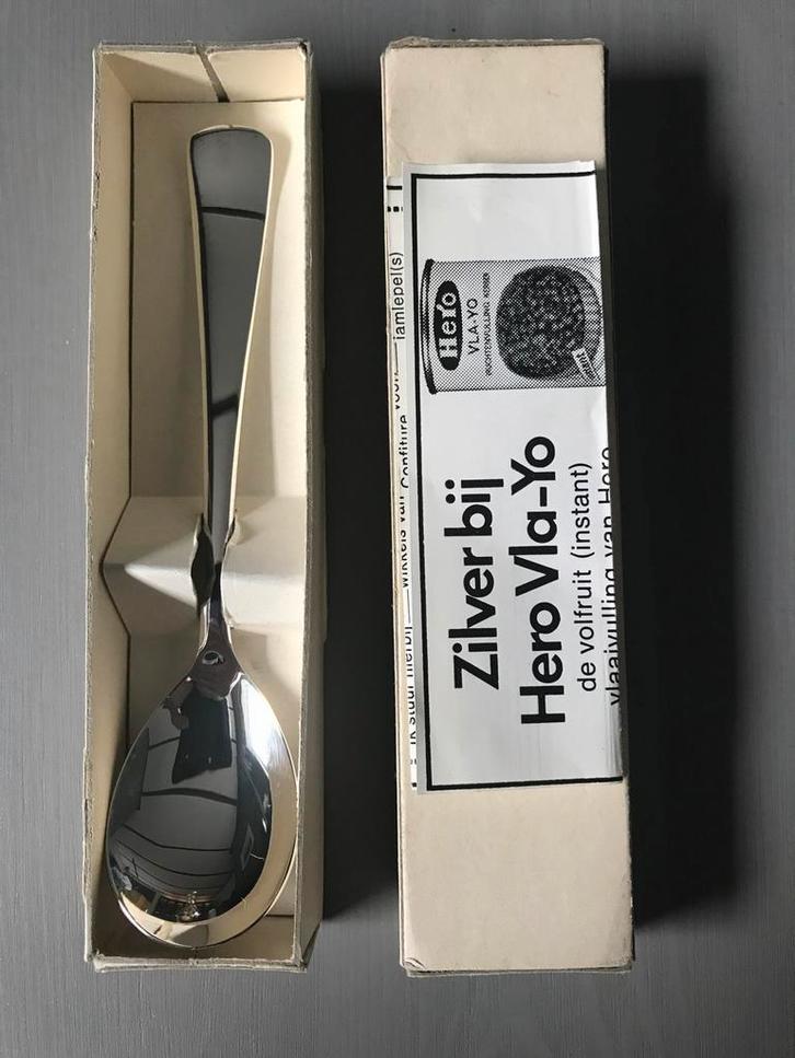Verzilverde Hero Vla-Yo lepel - gemerkt 90, Antiek en Kunst, Antiek | Bestek, Ophalen of Verzenden