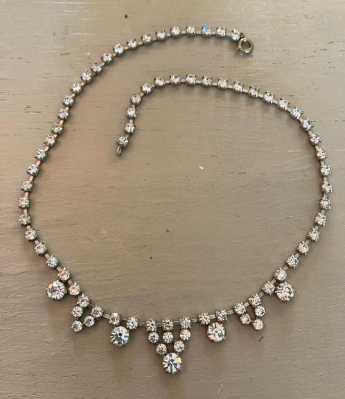 Vintage antieke strass rhinestones ketting costume Jewelry, Sieraden, Tassen en Uiterlijk, Antieke sieraden, Ketting, Overige materialen