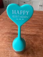 Thee-ei hart Happy Birthday turqoise, Ophalen of Verzenden, Gebruikt