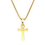 Vergulde Stalen ketting +Egyptische Kruis Ankh Hanger Amulet, Birgitta-Gracht 33, 6465 EL Kerkrade, Nederland, Verzenden, Nieuw