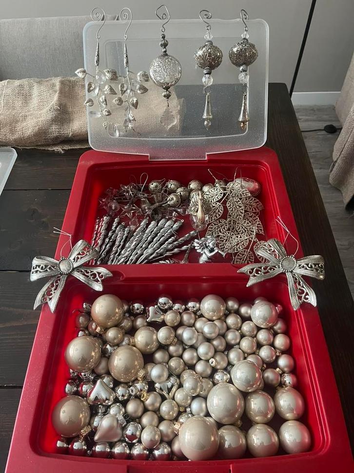Vintage Sobere chique brocante kerstballen ornamenten glas, Diversen, Levensmiddelen, Ophalen of Verzenden
