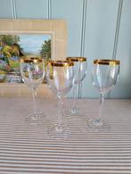 Prachtig! Set 4x vintage kristal glas met goud randje, Antiek en Kunst, Ophalen of Verzenden