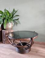 Vintage Manou Rotan salontafel, Huis en Inrichting, Tafels | Salontafels, Ophalen, Overige materialen, 50 tot 100 cm, Rond