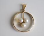 14 krt gouden hanger met 3 parels, Overige voorstellingen, ., Ophalen of Verzenden, .