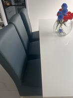 Eettafel met 6 stoelen - Hoogglans wit, Huis en Inrichting, Stoelen, Kunststof, Gebruikt, Wit, Ophalen of Verzenden