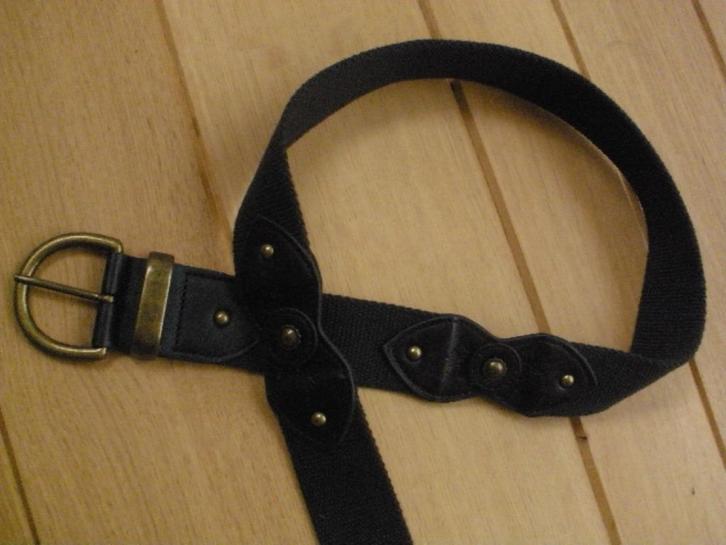 Riem bruin leer met canvas, Kleding | Dames, Riemen en Ceinturen, Zo goed als nieuw, 100 cm of meer, 3 tot 5 cm, Bruin, Ophalen of Verzenden