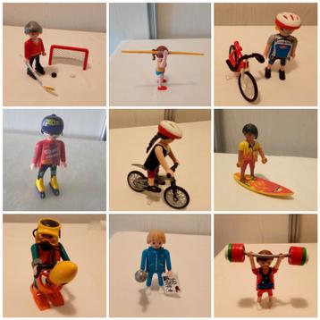 Playmobil sporters, fietsen, hockey, speerwerpen, Gewichthef beschikbaar voor biedingen