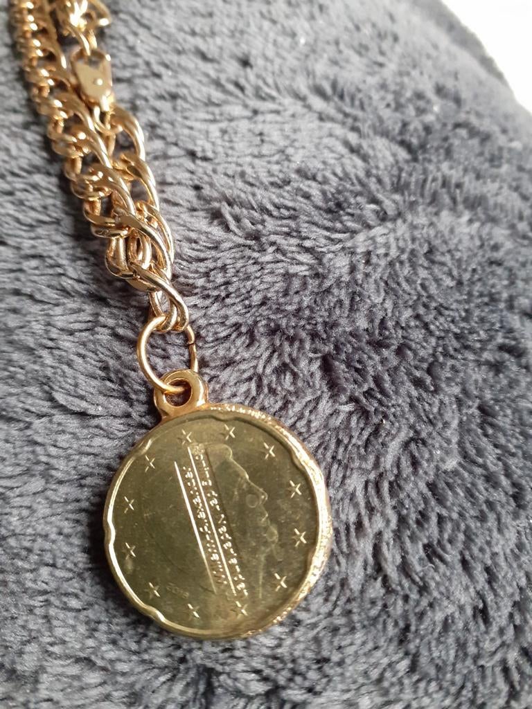 prachtige  ,Armband met Munt van Willem Alexander goudvergul, Ophalen of Verzenden, Zo goed als nieuw, Goud, Staal