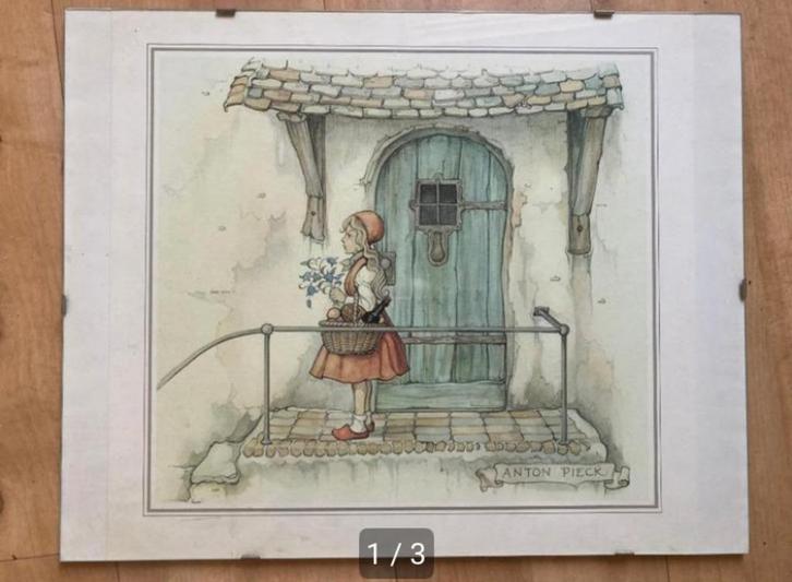 Anton Pieck ingelijste prent van Roodkapje van de Efteling, Verzamelen, Efteling, Nieuw, Overige typen, Ophalen of Verzenden