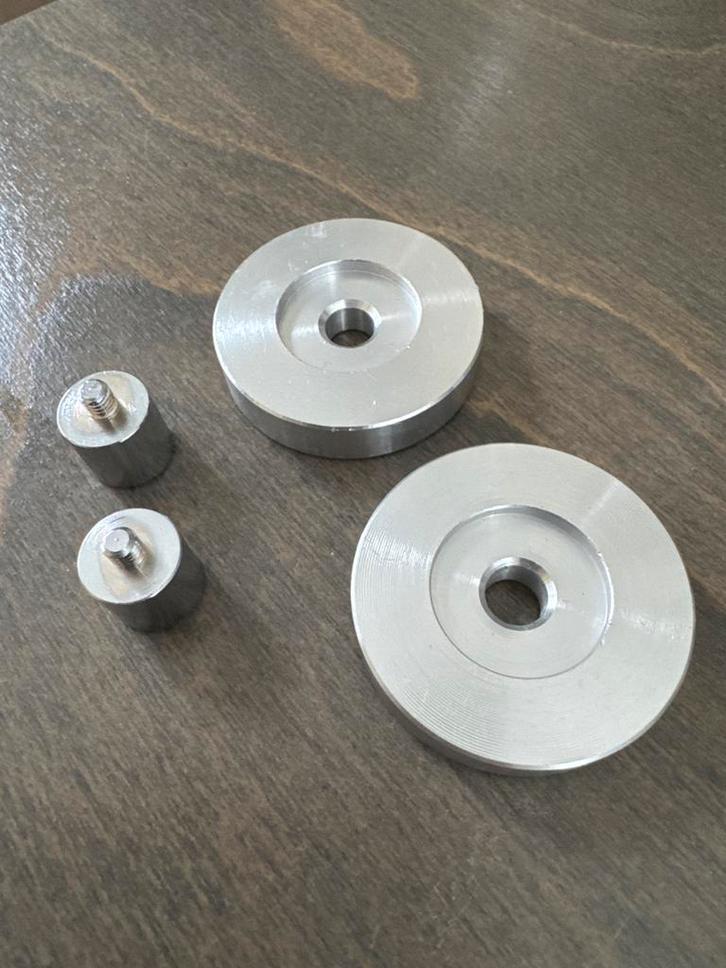 Technics aluminium 45 adapters + record weights, Audio, Tv en Foto, Platenspelers, Zo goed als nieuw, Technics, Ophalen of Verzenden