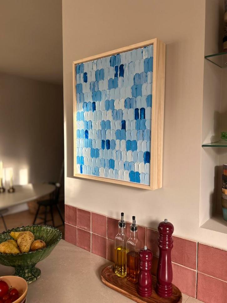 Abstract schilderij blauw, Antiek en Kunst, Kunst | Schilderijen | Abstract, Ophalen of Verzenden