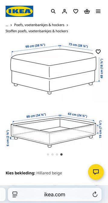 Ikea Kivik voetenbank met opbergruimte beige izgs - afbeelding 6