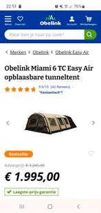 Obelink Miami 6 Easy Air, Caravans en Kamperen, Tenten, Ophalen, Zo goed als nieuw, Tot en met 6