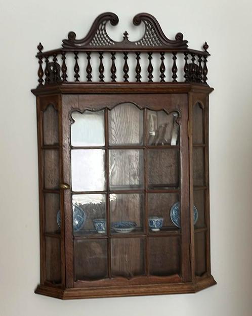 Vitrinekast antiek, Huis en Inrichting, Kasten | Vitrinekasten, Gebruikt, 100 tot 150 cm, 50 tot 100 cm, Minder dan 25 cm, Met deur(en)