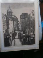 Johanna Terhaar, Etsje v/d Kolk Achter glasplaatje, Antiek en Kunst, Kunst | Etsen en Gravures, Ophalen of Verzenden