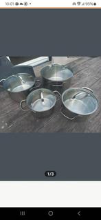 Wok en rvs pannenset, alles voor 25 -, Huis en Inrichting, Ophalen, Gebruikt, Rvs, Pannenset