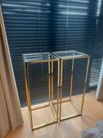 Twee gouden zuilen / pilaren met glazen plaat, Huis en Inrichting, Woonaccessoires | Zuilen en Pilaren, Ophalen, Zo goed als nieuw