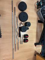 118 kg gewichten + stangen | Decathlon, Ophalen, Zo goed als nieuw, Benen, Halterschijven