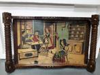 ANTIEK DIENBLAD met INTERIEUR SCHILDERIJ ( achter glas ), Ophalen of Verzenden