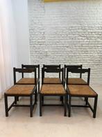 6 vintage stoelen in hout 1960, Huis en Inrichting, Stoelen, Ophalen, Hout, Eén