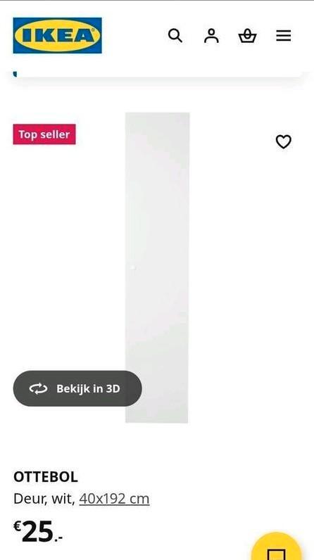 1 Ikea Ottebol deur voor Billy kast, Huis en Inrichting, Kasten | Boekenkasten, Zo goed als nieuw, Minder dan 50 cm, 150 tot 200 cm
