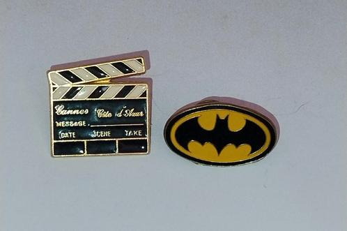 👉 2 pins 1x Batman en 1x film klapbord cannes, Verzamelen, Speldjes, Pins en Buttons, Zo goed als nieuw, Overige onderwerpen