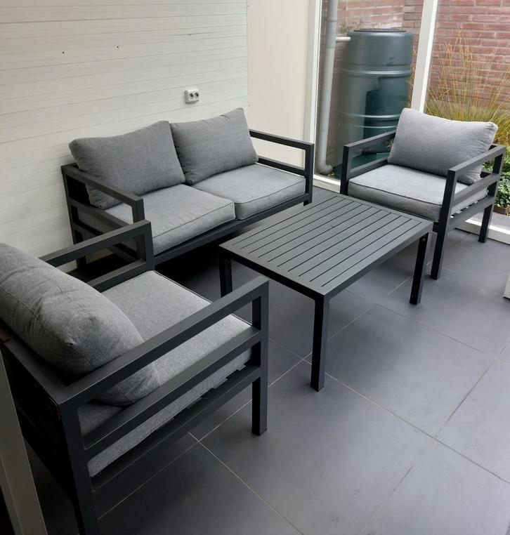 Moderne loungeset - Aluminium - 4 zitplaatsen, Tuin en Terras, Tuinsets en Loungesets, Zo goed als nieuw, Loungeset, Aluminium