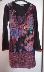 Nauwelijks gedragen! Jurk lange mouw in paarstinten., Kleding | Dames, Maat 38/40 (M), Exquiss's, Paars, Ophalen of Verzenden